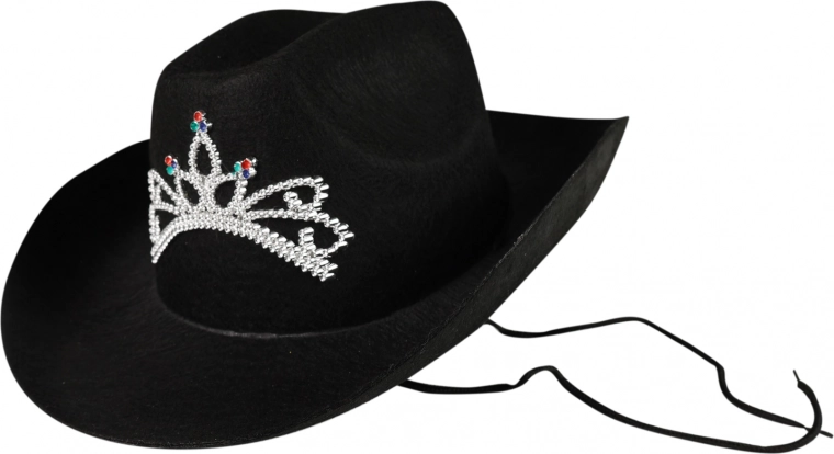 Black Cowboy Hat with Crown for Ladies