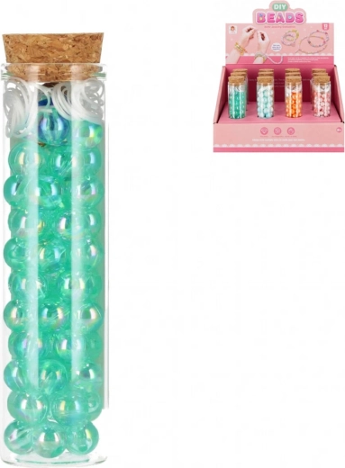 Mega Creative pearlescent stringing beads in a jar with cords and charms - 1 piece