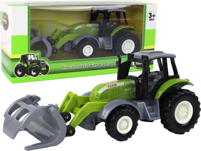 Roheline traktor esilaaduriga Krokodill – laste põllumajandusmasin