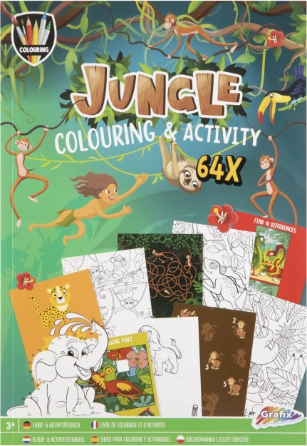 Jungle Coloring and Activity Book A4