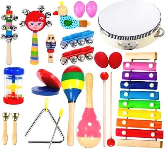 Wooden set of children's musical instruments