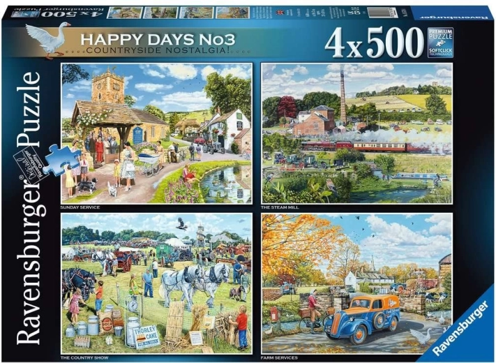 Ravensburger pusle Happy Days: mälestused maakohast 4×500 tükki