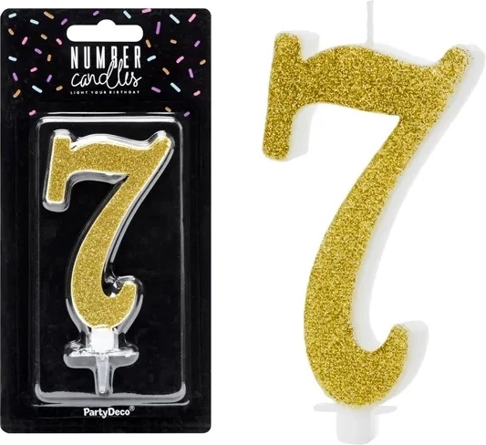 Birthday candle number 7 gold 10 cm - 1 piece