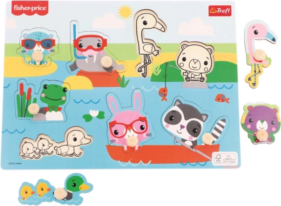 Fisher-Price’i puidust asetuspusle „Loomad vee ääres“