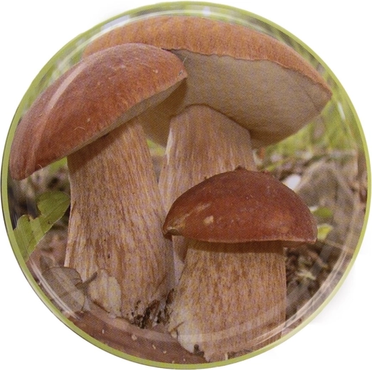 Mushroom design for clear jar labeling