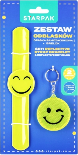 Reflective wristband and smiley keychain