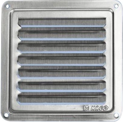 Stainless steel ventilation grille 100 × 100 mm with fixed louvers