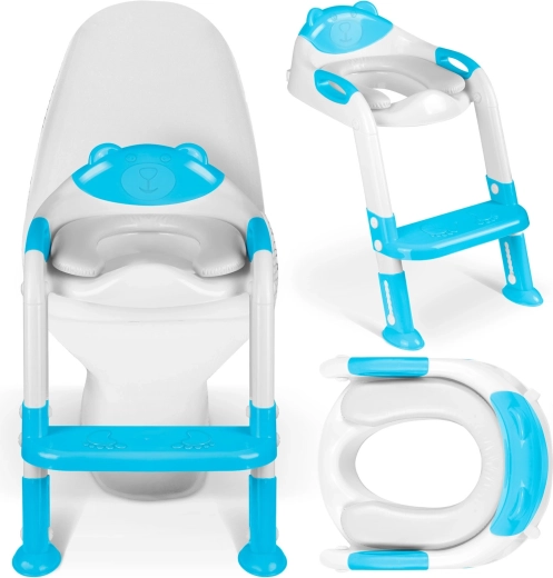 Ricokids Blue Child Toilet Seat with Grooves and Steps