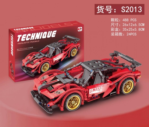 Building Kit Red Sports Car 488 Pieces