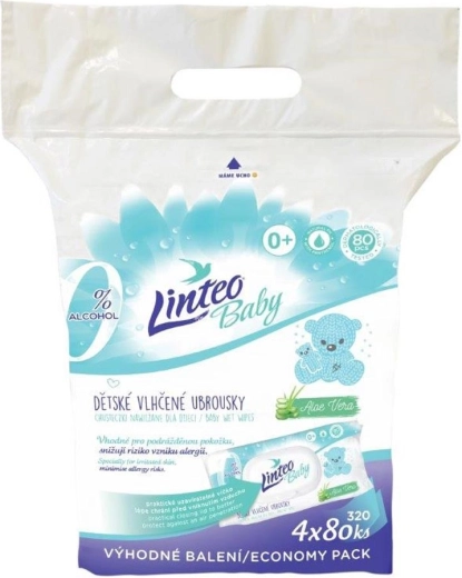 Linteo Baby beebiniisked salvrätid aloe veraga, 4×80 tk