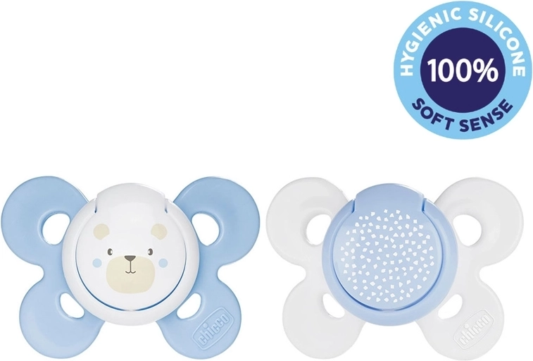 Chicco lutt Physio Comfort, silikoon, 2–6 kuud, karu/ täpid, 2 tk