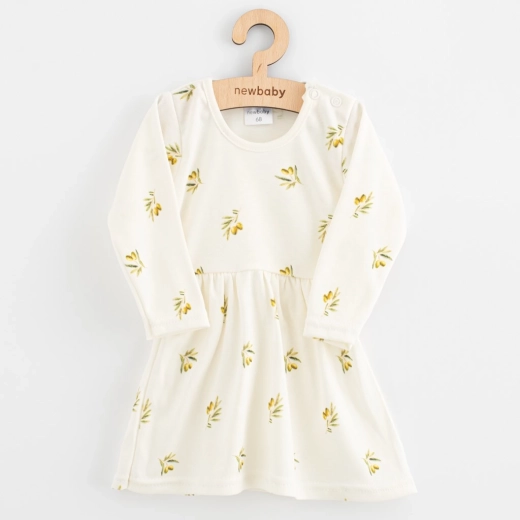 Baby dress from organic cotton with long sleeves NEW BABY Olives
