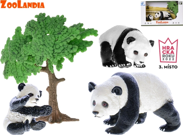 Zoolandia panda poegadega ja tarvikutega – loomaaia figuuride komplekt
