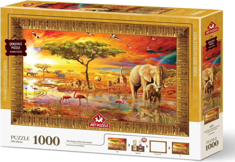 Art Puzzle pusle raamiga ja liimiga 3v1 1000 tükki – Savana kuningad