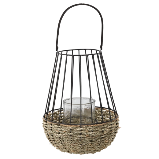 Must-pruun metalllatern klaasist sisuga 30 × 47 cm