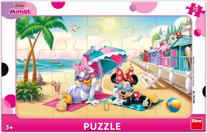 Puzzle DINO Minnie ja Daisy rannas 15 tükki