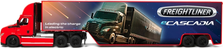 Metal Freightliner eCascadia Truck with Container 33 cm