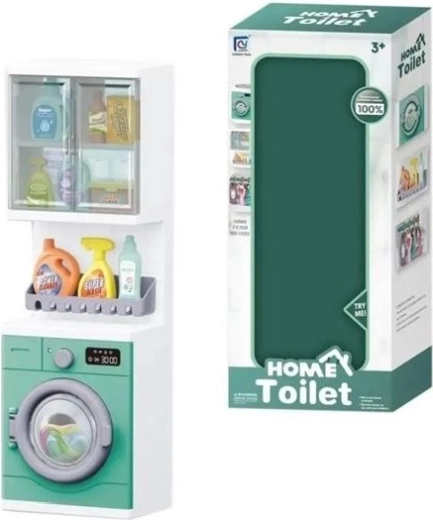 Kids’ bathroom play set with washing machine and spray shelf