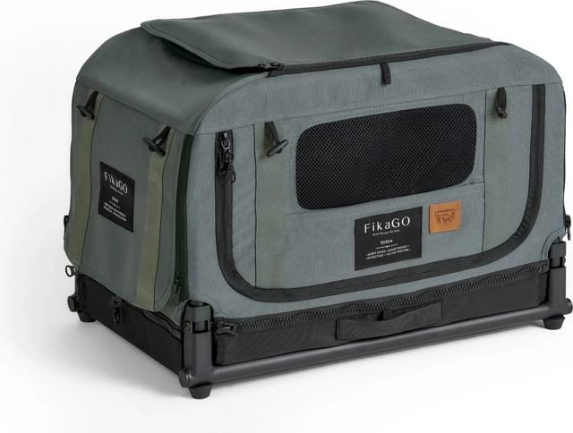 FikaGO foldable kennel carrier for dogs Queen L green