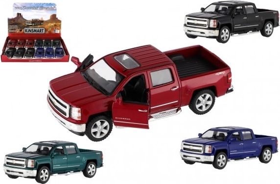 Kinsmart Chevrolet Silverado 2014 metallkerega mudelauto, 1:46, 13 cm, tagasitõmme, 4 värvi