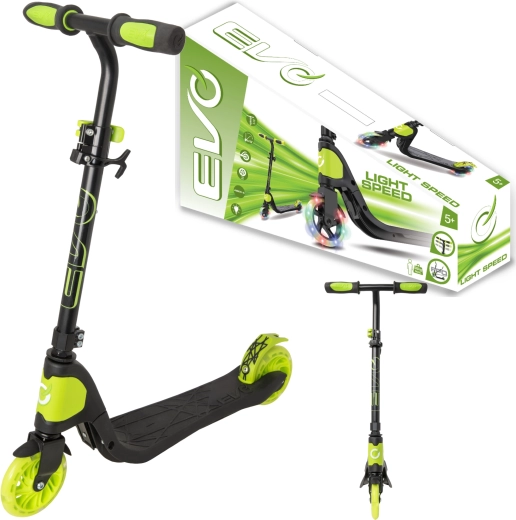 Evo kids foldable scooter Light Speed black‑lime with light-up wheels
