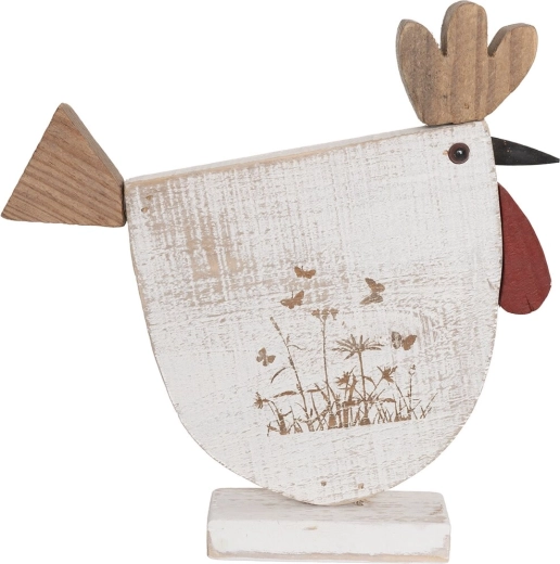 Puidust kana dekoratsioon lillemotiiviga, beež 27 × 5 × 27 cm