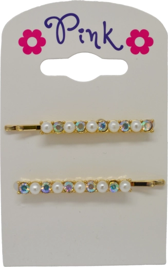Set of 2 Hair Clips with Pearls and Rhinestones