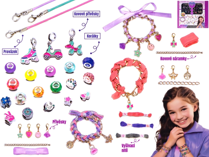 Bracelet Making Kit with Metal Charms for Kids