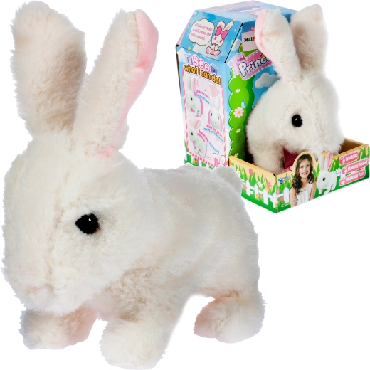 Battery-powered plush white bunny