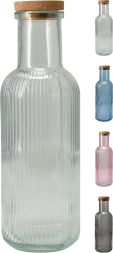 Klaaspudel 1 l korgist korgiga, värvide segu