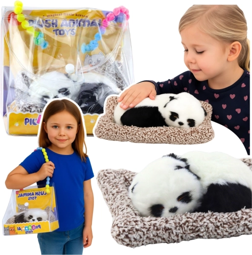 Magav panda padjakesel pehme karvkattega läbipaistvas kotis