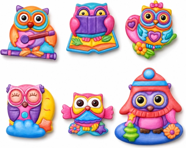 6 different owls in the mold