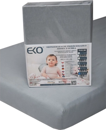 EKO waterproof fitted jersey sheet with elastic, beige 120 × 60 cm