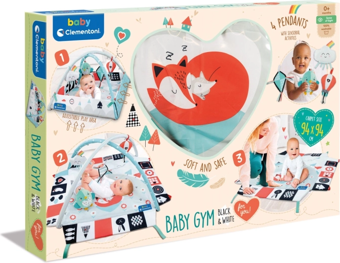 Clemmy baby beebi mängumatt mängukaarega must-valge