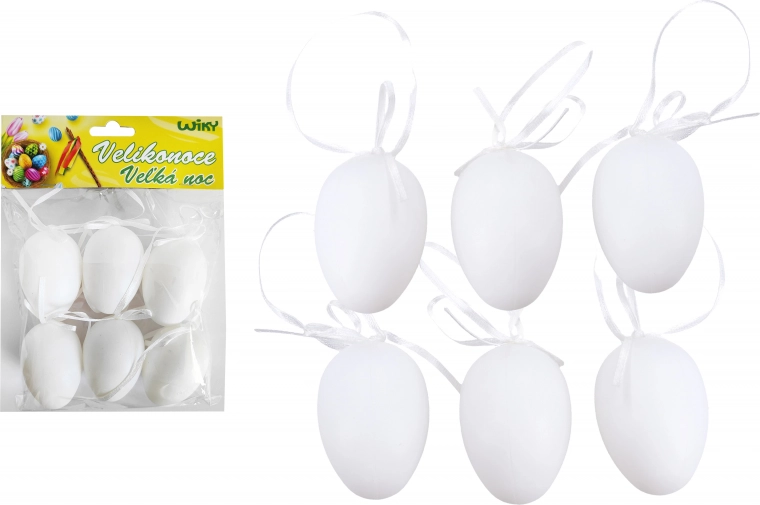 Decorative Plastic White Eggs for Hanging 6 cm