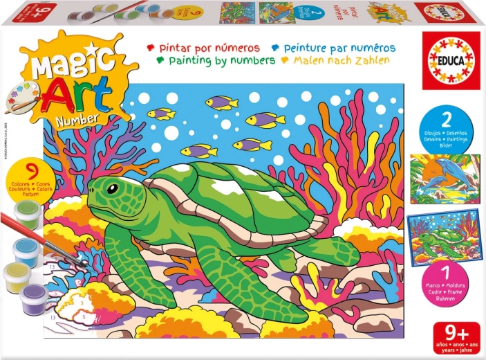 Educa paint by numbers: dolphins and turtle