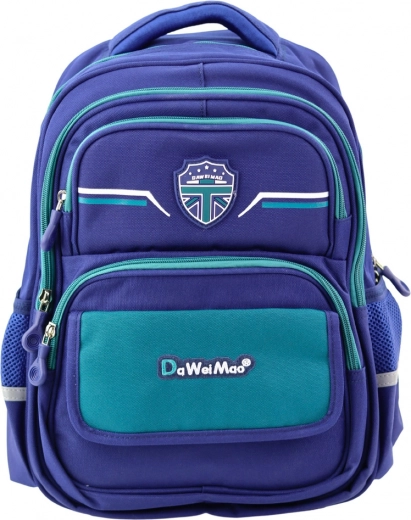 School Children's Backpack with Chest Strap in Dark Blue and Green