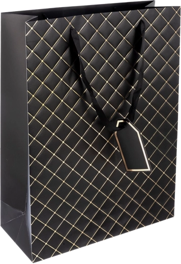 Gift paper bag quilt black 31 × 12 × 42 cm
