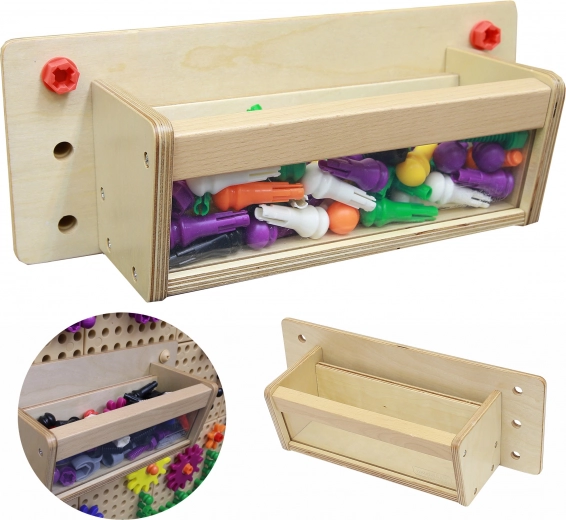 Masterkidz wooden storage bin with transparent front for STEM boards