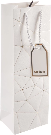 Gift paper wine bag, white grid, 12 × 9 × 36 cm
