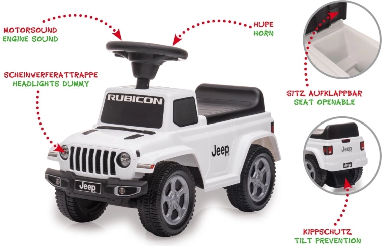 Laste lükatav auto Jeep Gladiator, valge