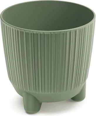 Plastic plant pot with legs, earthy green, diameter 10.7 cm