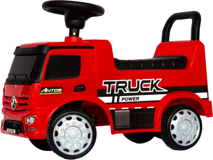 Mercedes‑Benz Antos kids ride-on truck with sound and lights, red