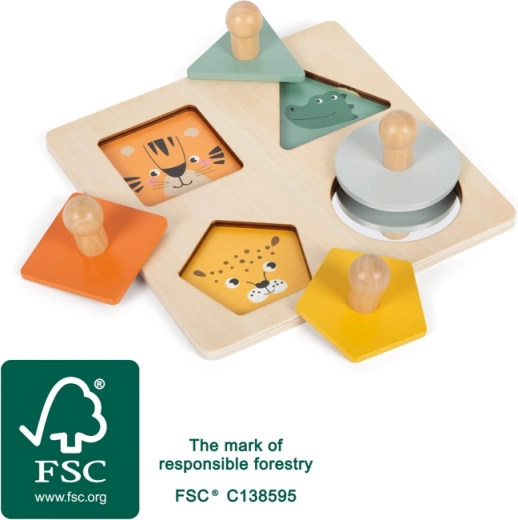 Small footi puidust Montessori pusle loomade ja peegliga