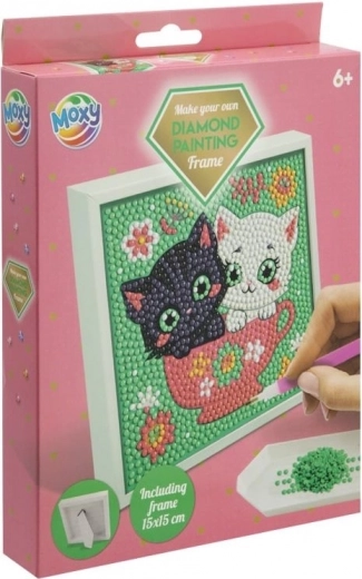 Moxy teemantmaalimine kassi(de) motiiviga raamile 15 × 15 cm