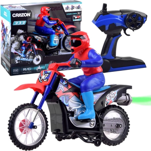 Remote-controlled off-road Cross motorcycle with rider
