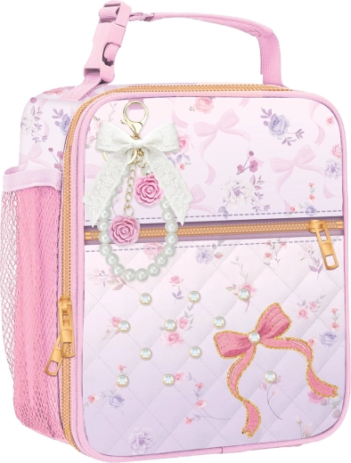 Kids’ insulated lunch bag with a Pink Rose motif
