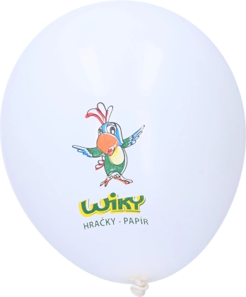 Valge täispuhutav WIKY trükiga õhupall 30 cm, 100 tk