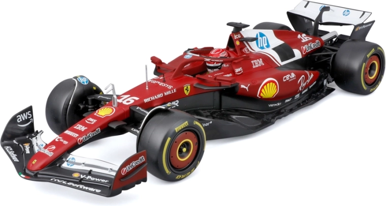 Bburago Ferrari SF-25 2025 F1 mudel Charles Leclerc 1:18 koos kiivriga