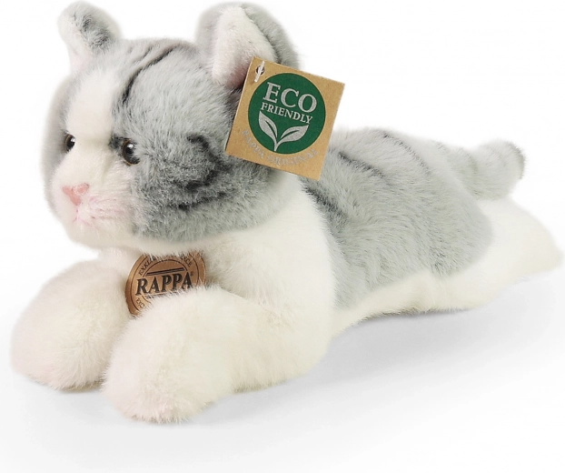Plush cat gray lying 20 cm ECO-FRIENDLY